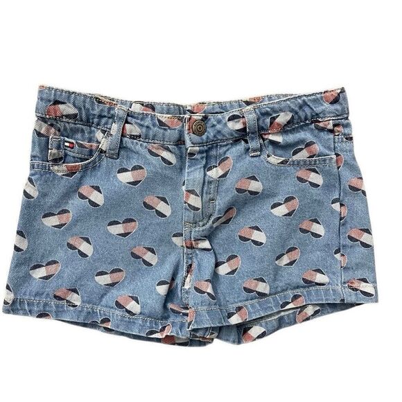 Tommy Hilfiger Girl’s Heart Logo 100% Cotton Denim Jean Shorts Size 8/10 - Picture 1 of 11